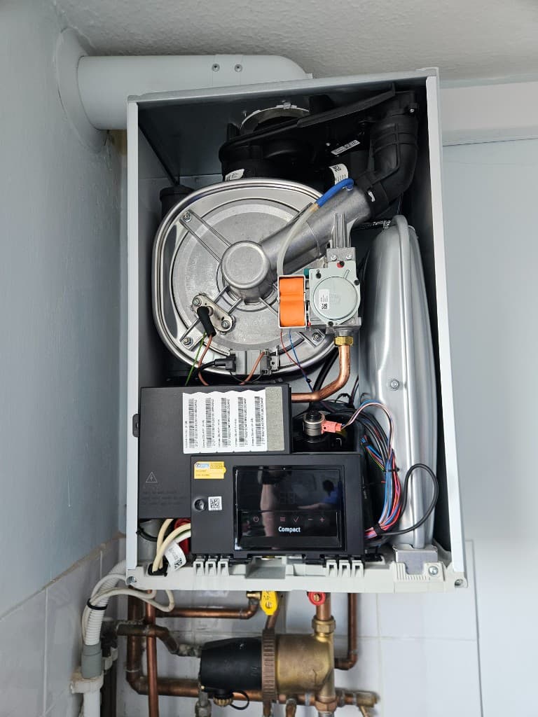 Open boiler casing during a professional boiler service