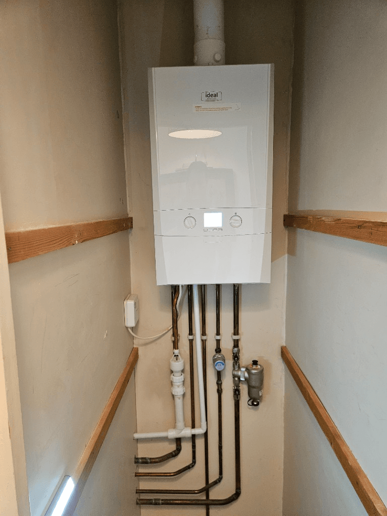 New boiler installation with tidy pipework in a Torquay home