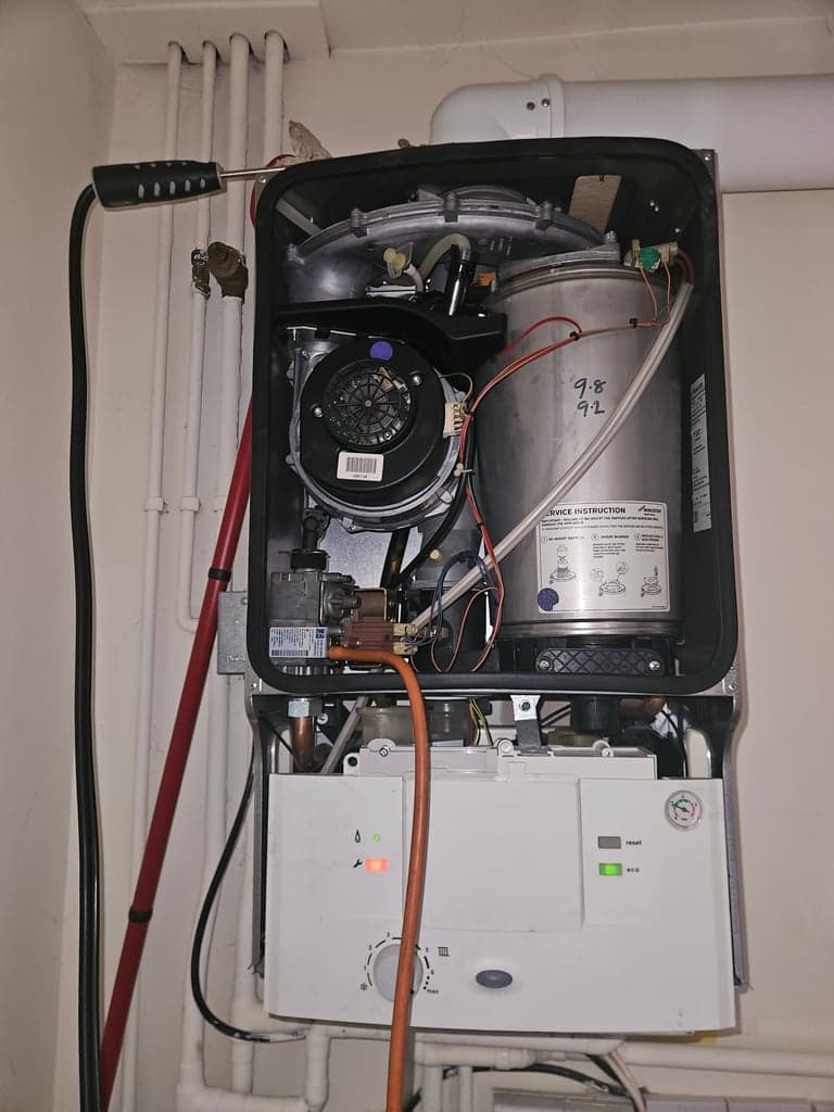 Open boiler during burner seal repair in Newton Abbot