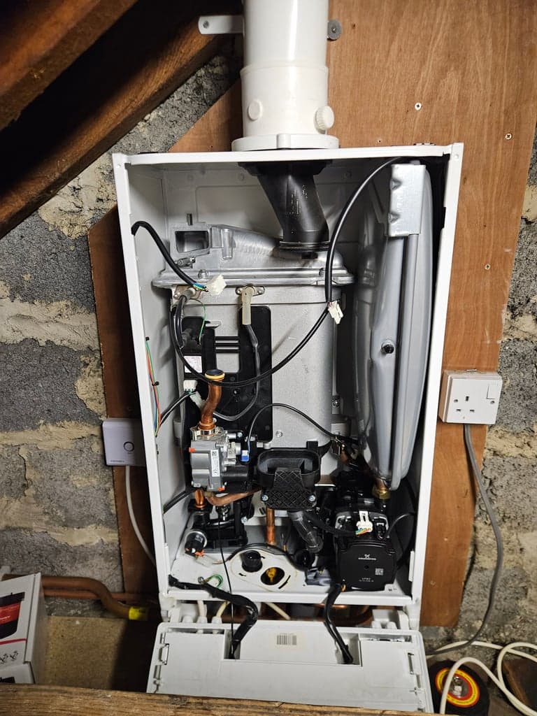 Boiler service in Newton Abbot with boiler located in an attic