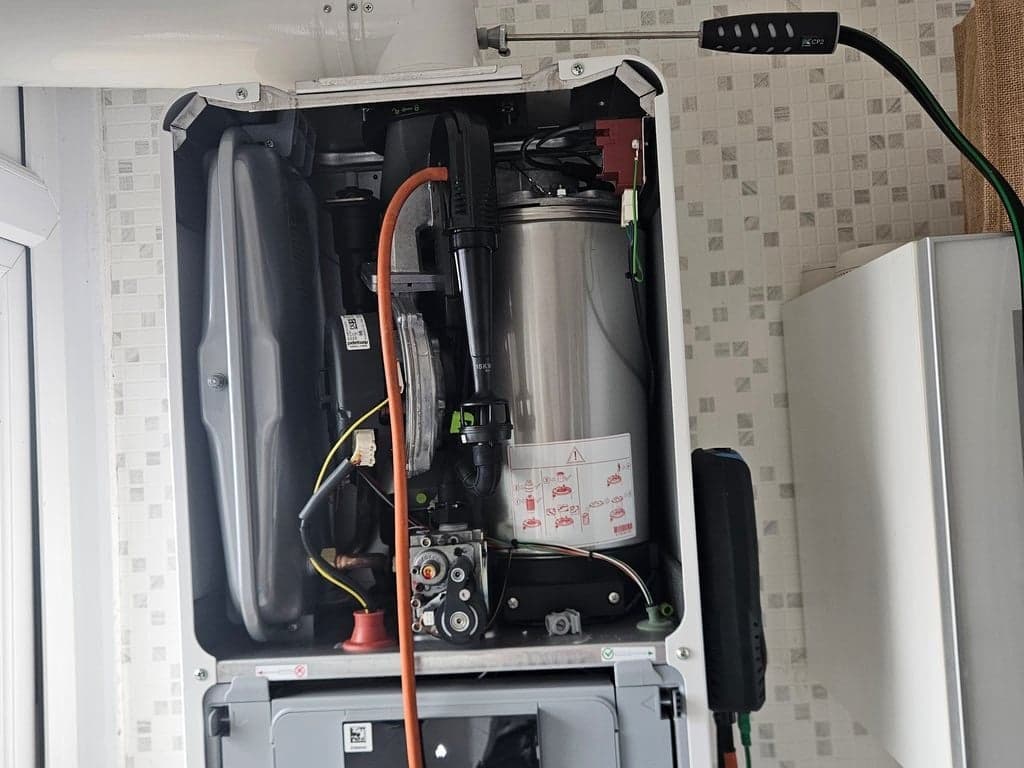 Worcester boiler service in Torquay with flue gas analysis being carried out