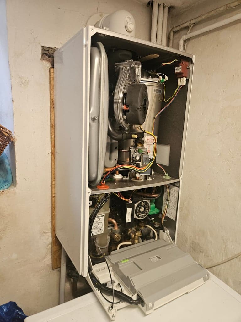 Internal Worcester boiler checks during annual service in Torquay